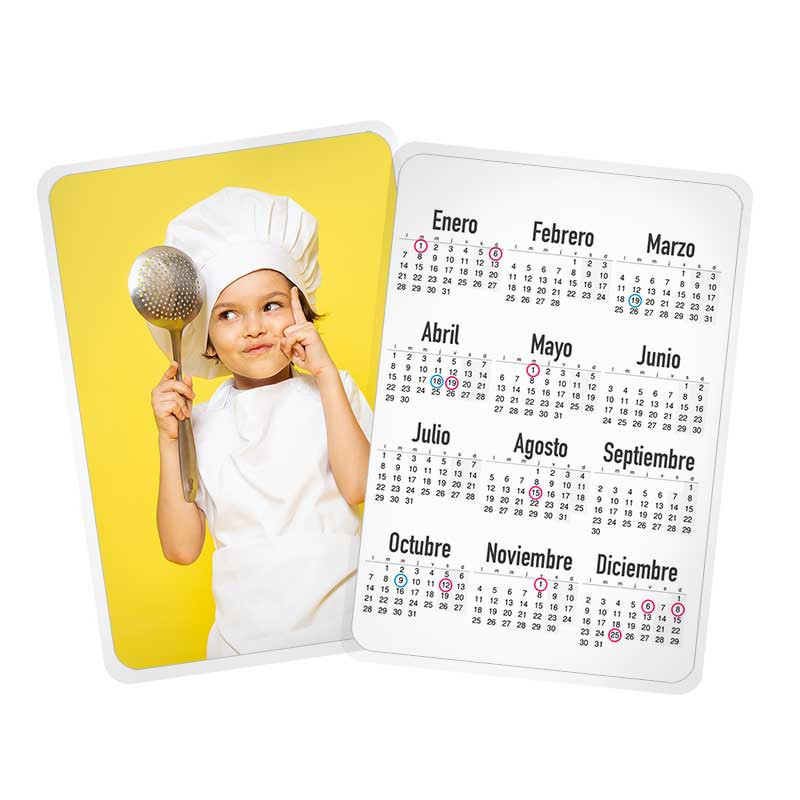 Calendario de cartera plastificado